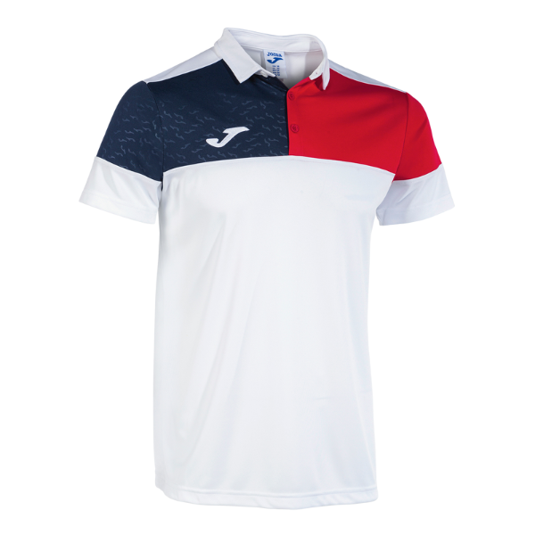 CREW V SHORT SLEEVE POLO WHITE RED NAVY