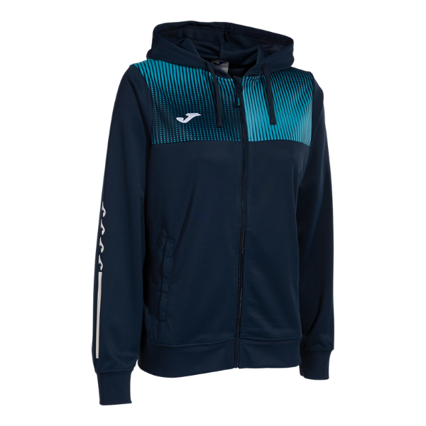 ECO SUPERNOVA ZIP-UP HOODIE NAVY FLUOR TURQUOISE (WOMENS)