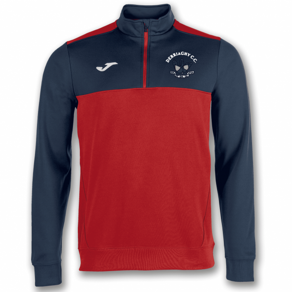 Derriaghy Cricket Club Joma Winner 1/4 Zip Sweatshirt Red/Dark Navy Adults