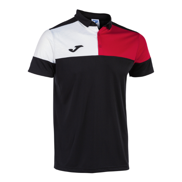 CREW V SHORT SLEEVE POLO BLACK RED WHITE