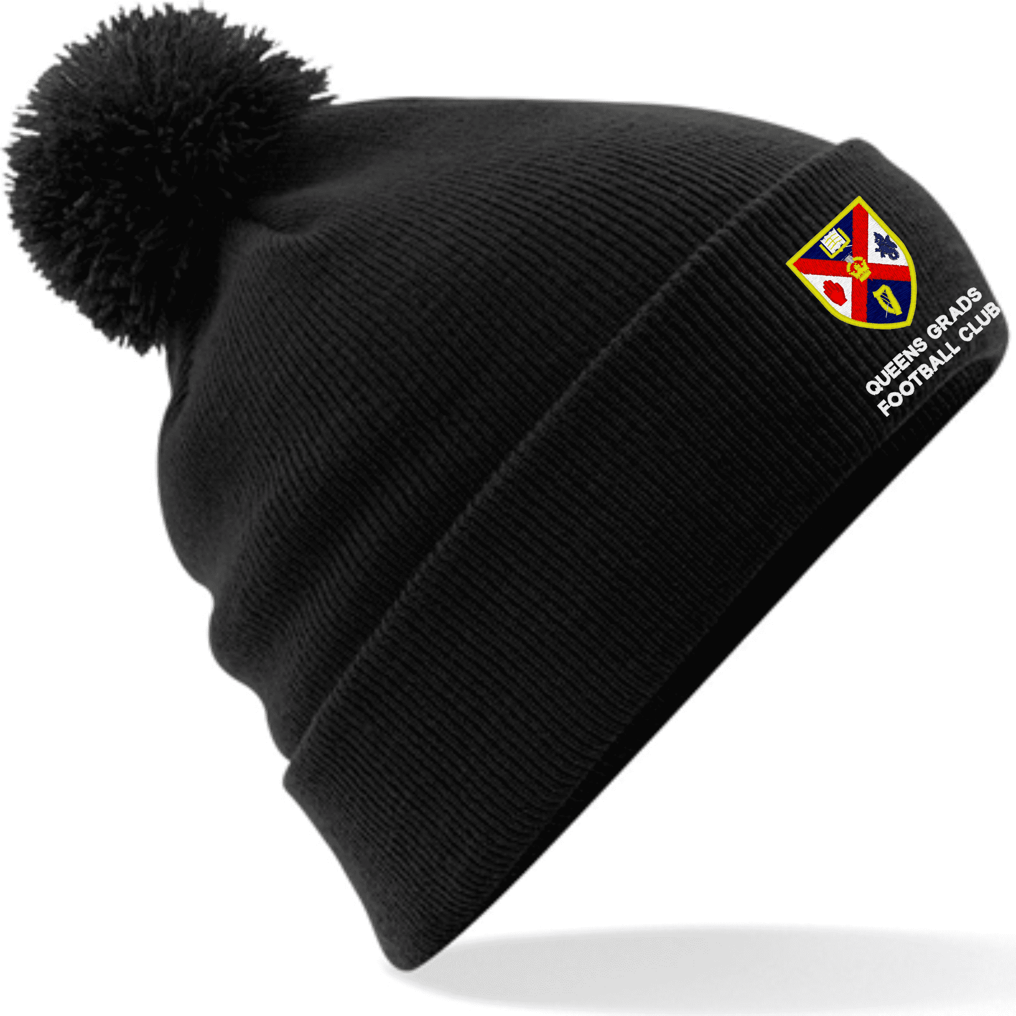 Queens Grads Original Pom Pom Beanie Black