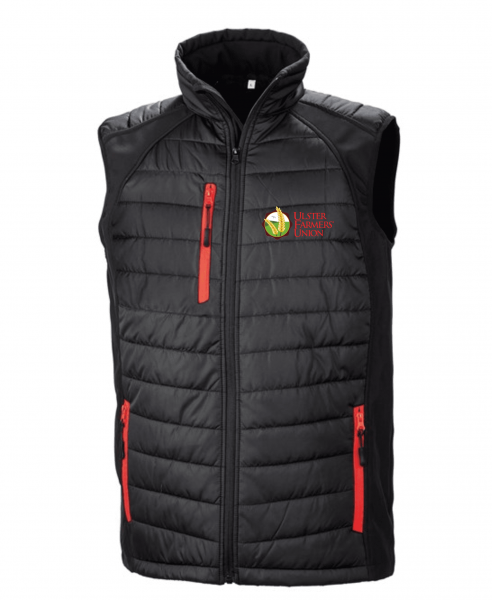 Ulster Farmers Union Compass Padded Softshell Gilet Black/Red