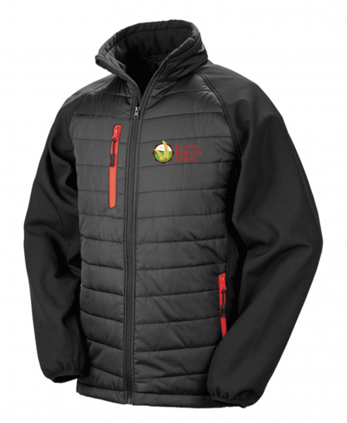 Ulster Farmers Union Compass Padded Softshell Jacket Black/Red