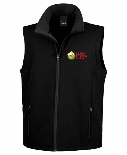 Ulster Farmers Union Result Core Printable Softshell Bodywarmer Black/Black