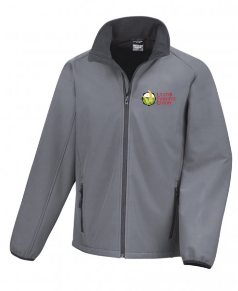 Ulster Farmers Union Result Printable Softshell Jacket Charcoal/Black