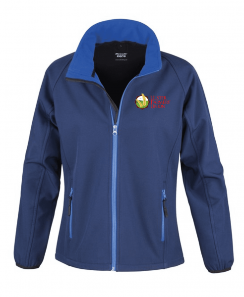 Ulster Farmers Union Result Printable Womens Softshell Jacket Navy/Royal