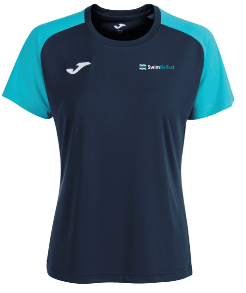 Swim Belfast Academy IV Women's Short Sleeve T-Shirt Navy Flour Turquoise