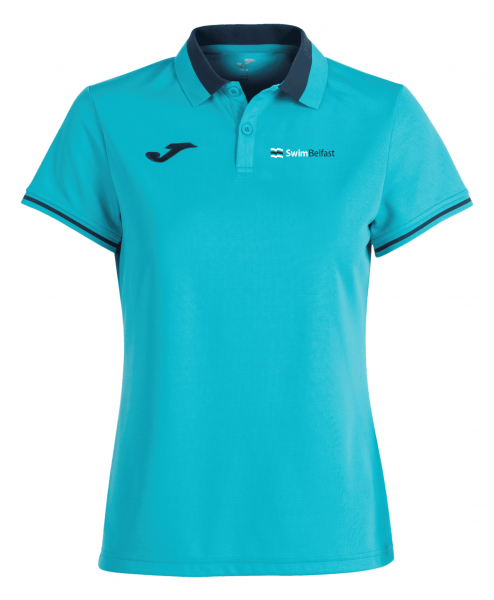 Swim Belfast Championship VI Women's Short Sleeve Polo Flour Turquoise-Navy