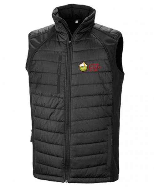 Ulster Farmers Union Compass Padded Softshell Gilet Black/Black