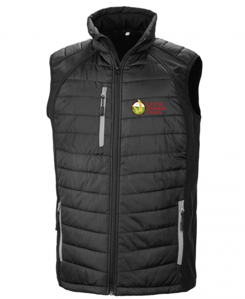 Ulster Farmers Union Compass Padded Softshell Gilet Black/Grey