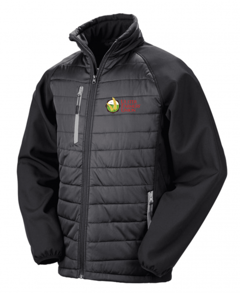 Ulster Farmers Union Compass Padded Softshell Jacket Black/Grey