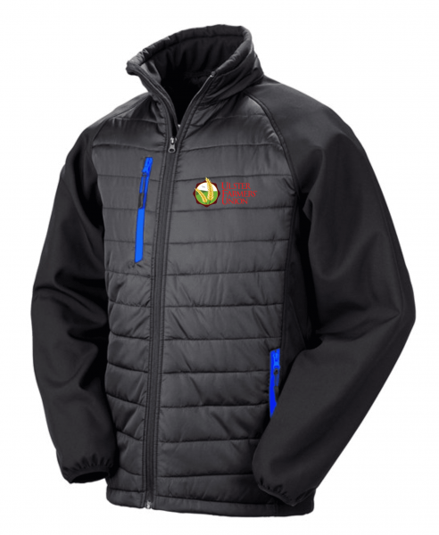 Ulster Farmers Union Compass Padded Softshell Jacket Black/Royal Blue