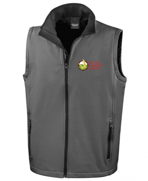Ulster Farmers Union Result Core Printable Softshell Bodywarmer Charcoal/Black