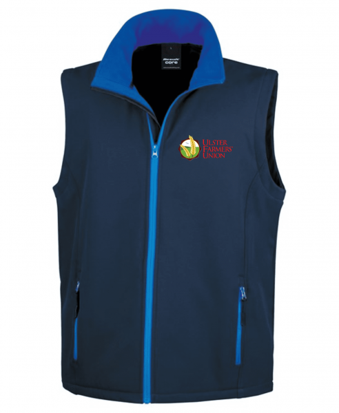 Ulster Farmers Union Result Core Printable Softshell Bodywarmer Navy/Royal