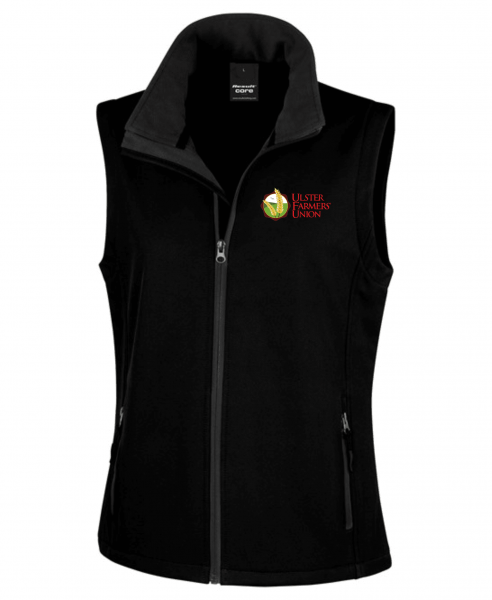 Ulster Farmers Union Result Core Women's Printable Softshell BodywarmerBlack/Black