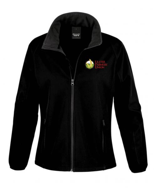 Ulster Farmers Union Result Printable Womens Softshell Jacket Black/Black